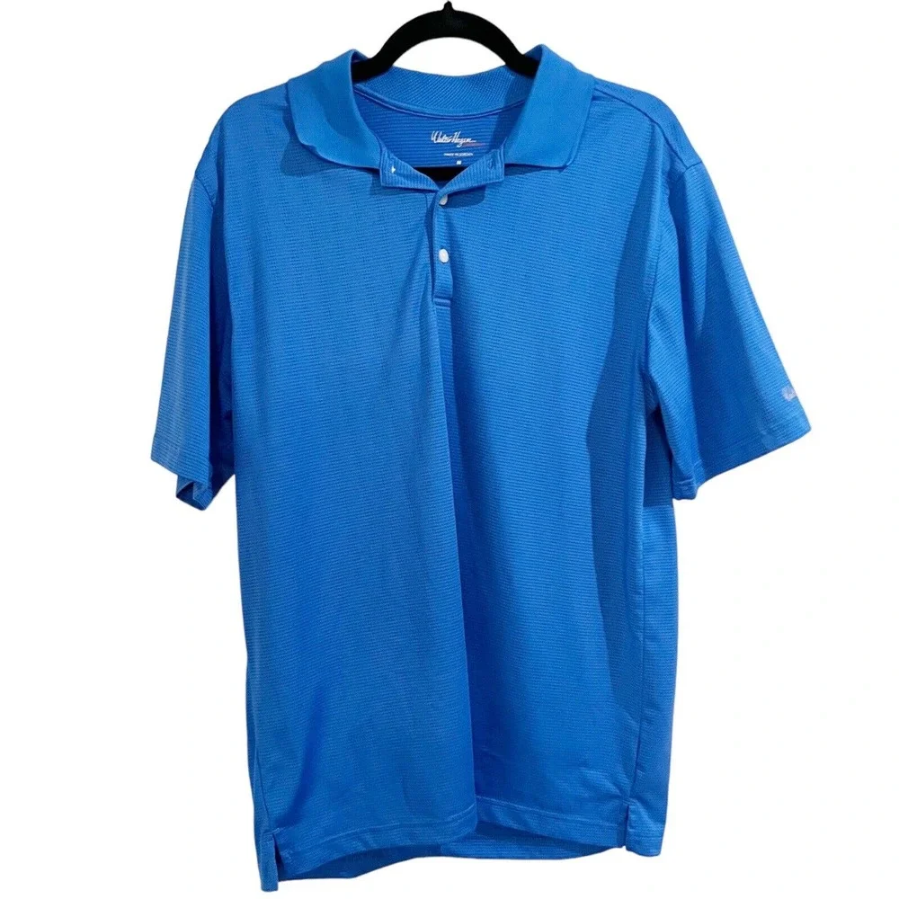 Walter Hagen Blue Striped Moisture Wicking Golf Polo Shirt Men’s Size Medium - Picture 1 of 6